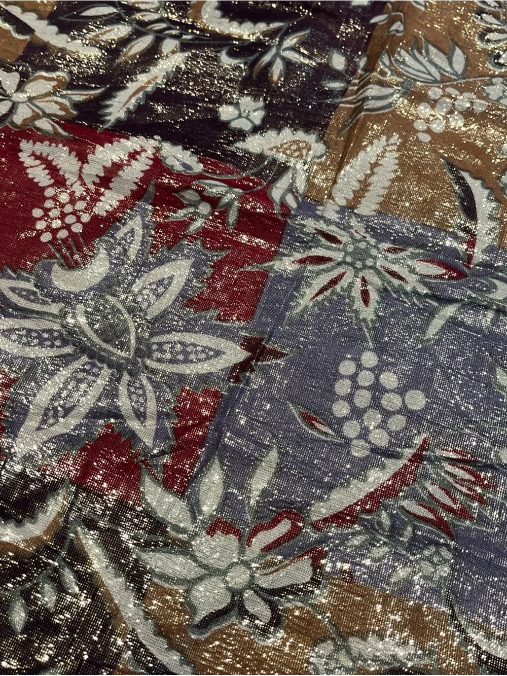 Oscar de la Renta Metallic Purple Red Scarf